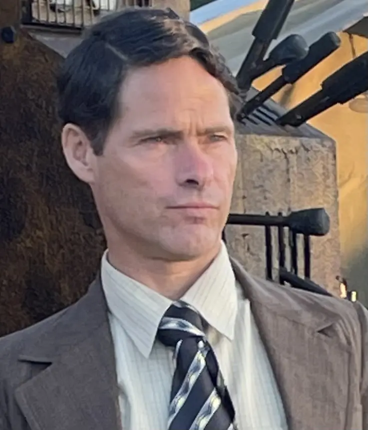 Close portrait of Alex Reece as the British Engineer in Mission Raniganj