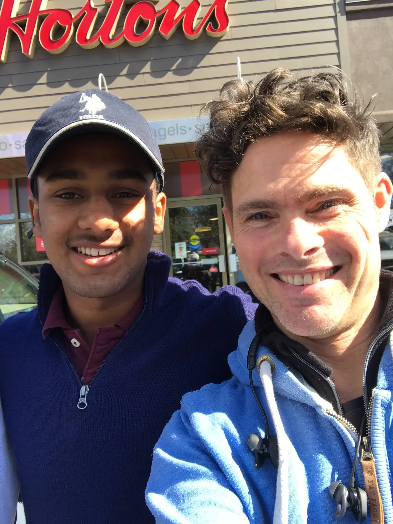 Lead actor Japtej Singh with Alex Reece during filming of Sarabha in Canada